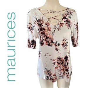🍋2/$20 MAURICES Women’s Floral Strappy Neck Tee M